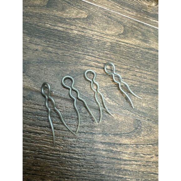 Vintage Set of 4 French Hair Pin Sticks Wavy Crink Celluloids Accessories 2.5" - Picture 1 of 4